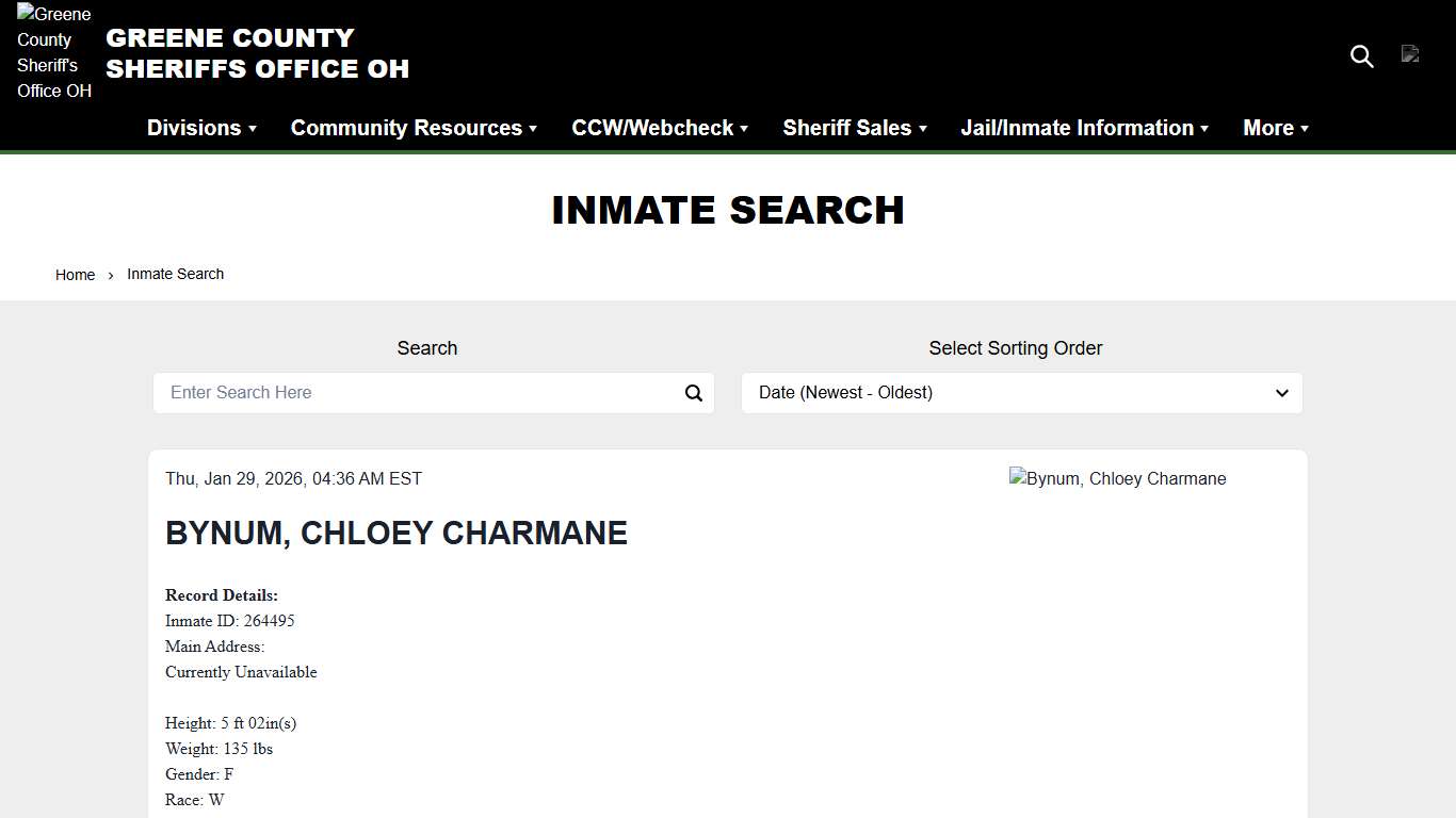 Inmate Search Greene County Sheriff's Office OH